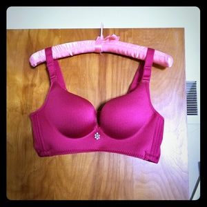 Wireless Red Satin bra